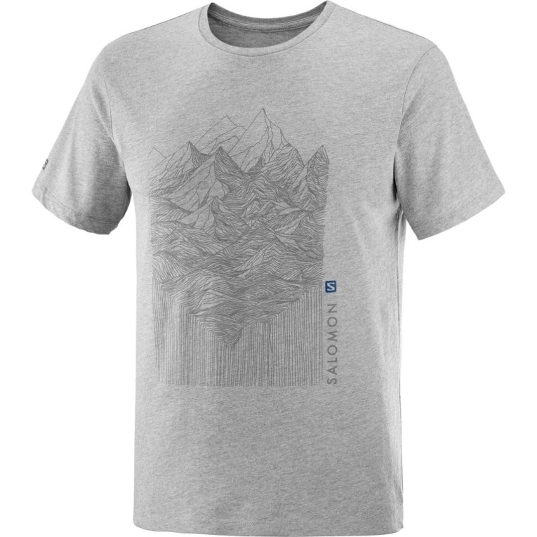 Grey Salomon Outlife Graphic Mountain Heather Short Sleeve Men's T-Shirts | PH 50176Q